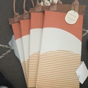 4 Threshold Terracotta and Cream Stripe Garden Kneelers